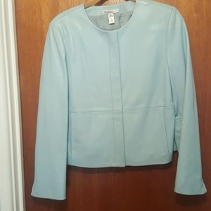 Light blue lambskin leather jacket